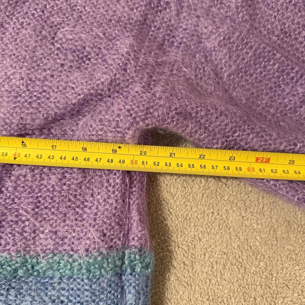 Vintage Mary Barry Shetland Mohair Wool Sweater Purple Blue Striped Men’s - Picture 4 of 5